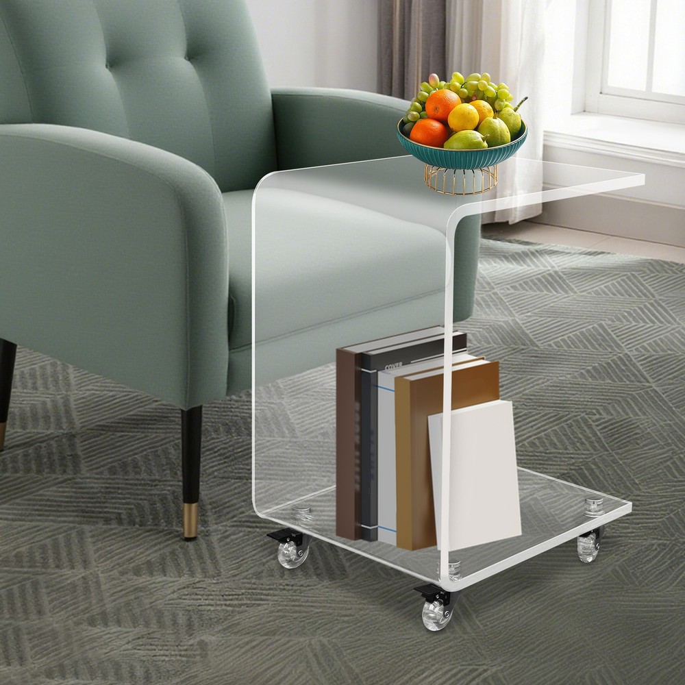 C-Shaped Side Table, Acrylic End Table, Couch Side Table US
