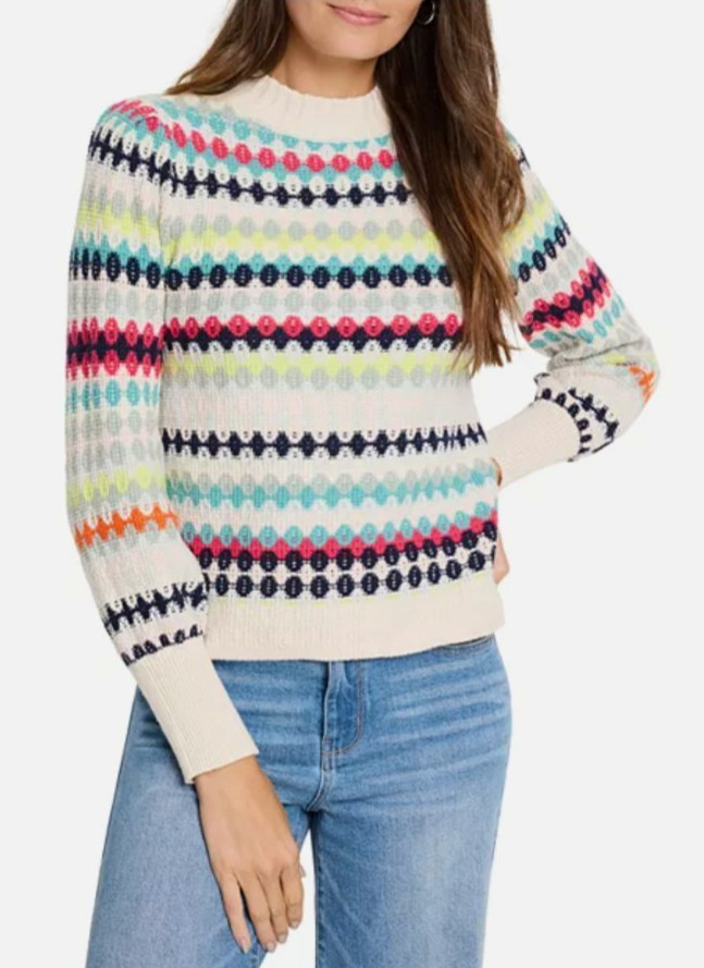 Nic + Zoe Pattern Waffle Stitch Sweater Size M