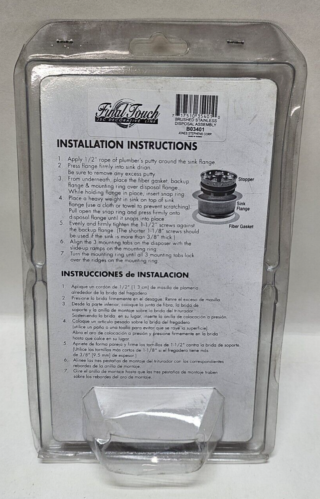 Final Touch B03401 Disposal Assembly Brushed Stainless