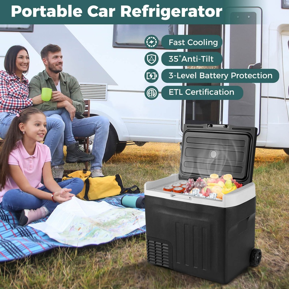 12 Volt Car Refrigerator w/ -4℉~68℉ Adjustable Range Divider for Camping