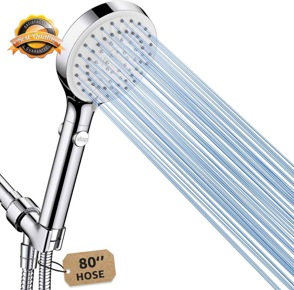 Handheld Shower Head High Pressure 80 Inch Hose ON OFF Switch Set