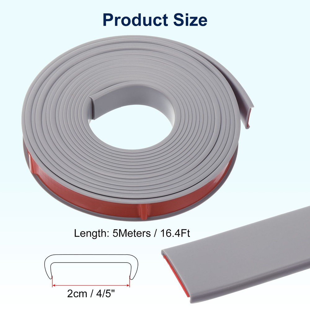U-Shape Edge Banding 16.4ft Self-Adhesive Veneer Edging Strip (20mm Width)Grey