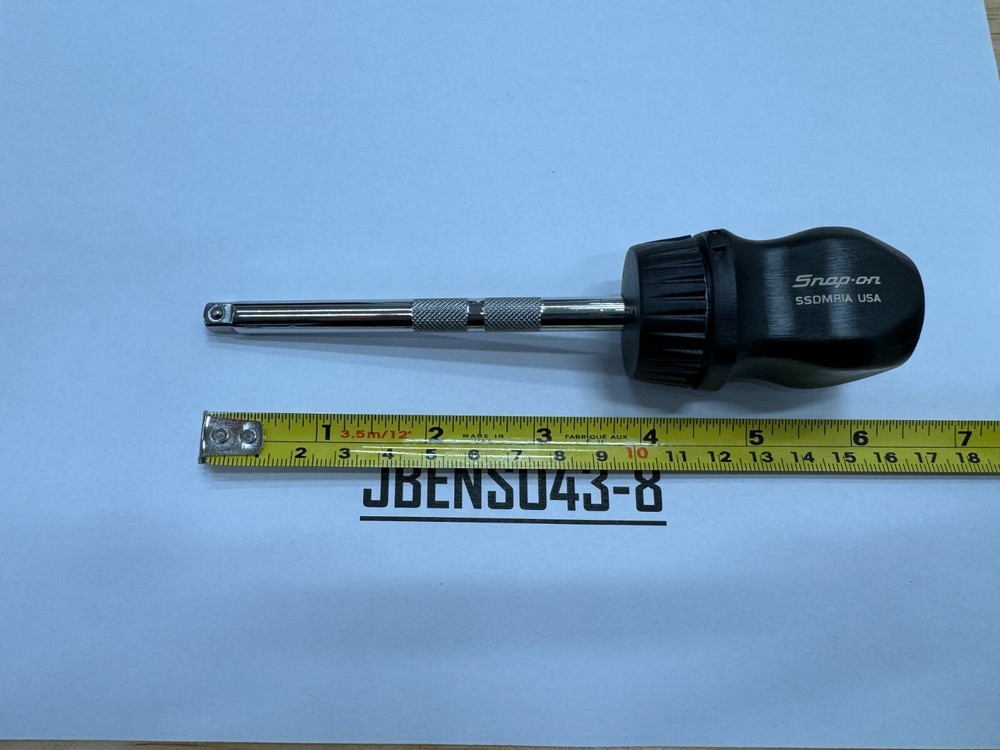 Snap-on Tools NEW BLACK 1/4" Drive Stubby Hard Grip 4" Ratcheting Socket Driver