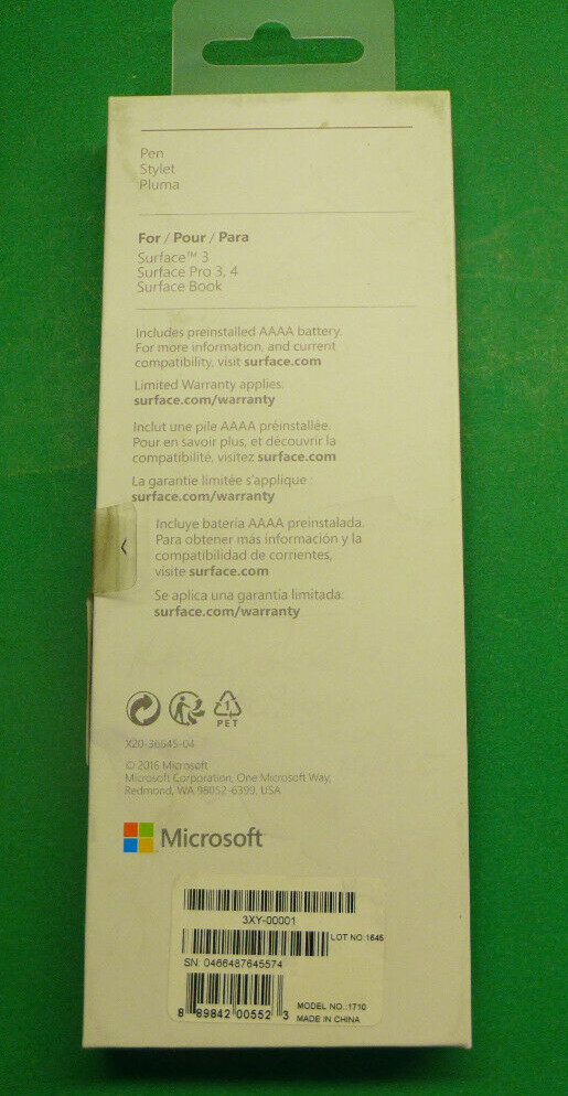 NEW Microsoft Surface Pro 3, 4 Surface 3 Pen Silver 3XY-00001