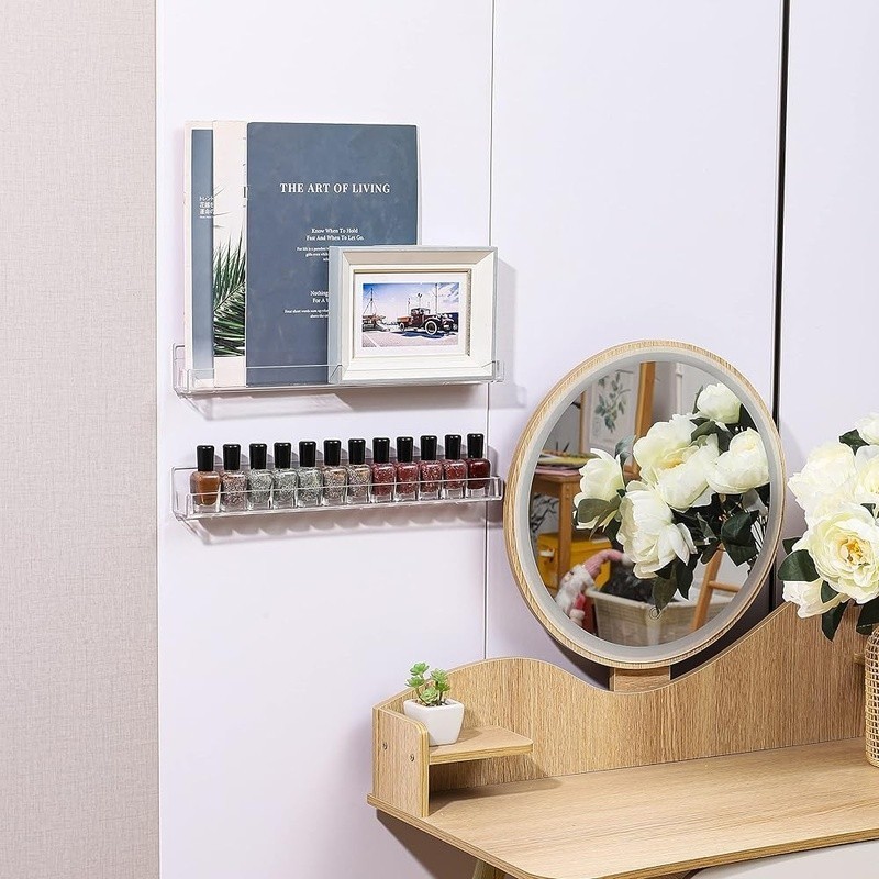 Acrylic Nail Polish Rack Wall Shelf Space Saving Organizer Essentials Lipstick