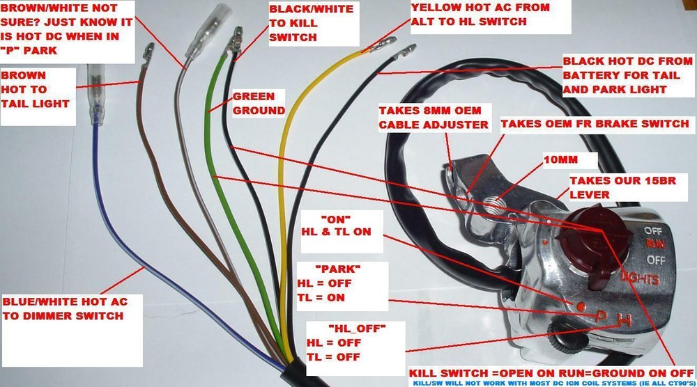 CT110 ALL YEARS SILVER RIGHT SIDE HANDLEBAR SWITCH KILL SWITCH S1083