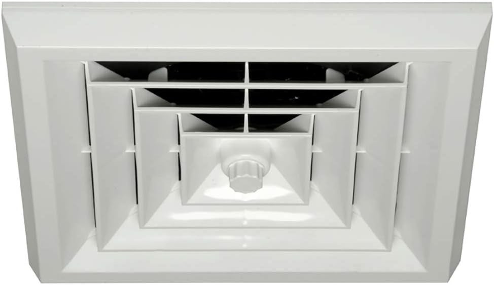 HaVACo 12in Square Ceiling Diffuser w/ 8in Boot Damper White