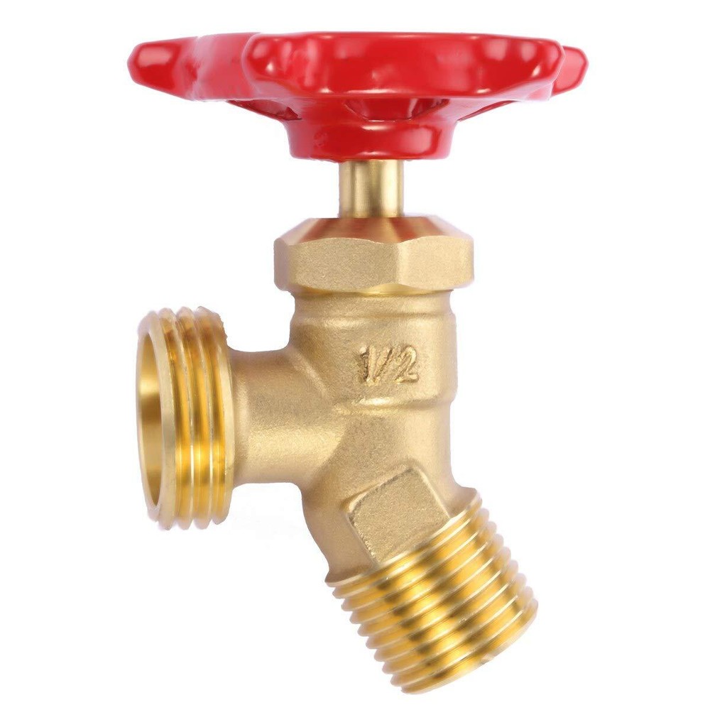 Solid Brass Backyard 65 Degree Elbow Stop Valve Hose Bibb Solder NPT 1/2" Mal...