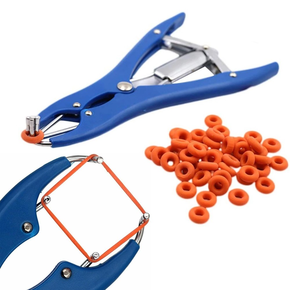 Blue Elastrator Castrator Plier Castrate Tail Sheep Goats Rubber Ring Applicator