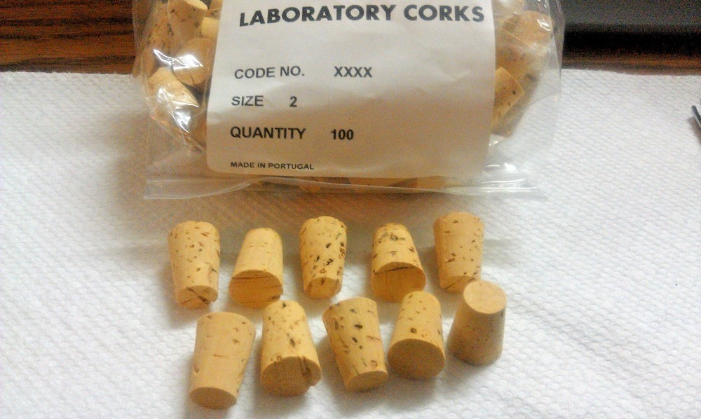 CORK, Push-In, Tapered, Round Cork Plugs,(10), Size 2, Fits 1/2" Large End ID