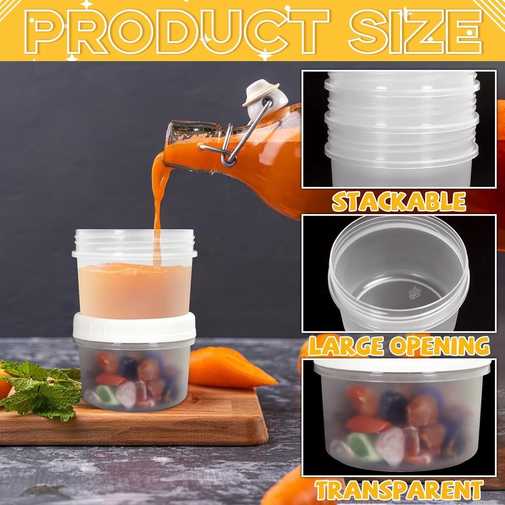 10 Pack 4oz Reusable Small Plastic Containers with Screw Lids, White