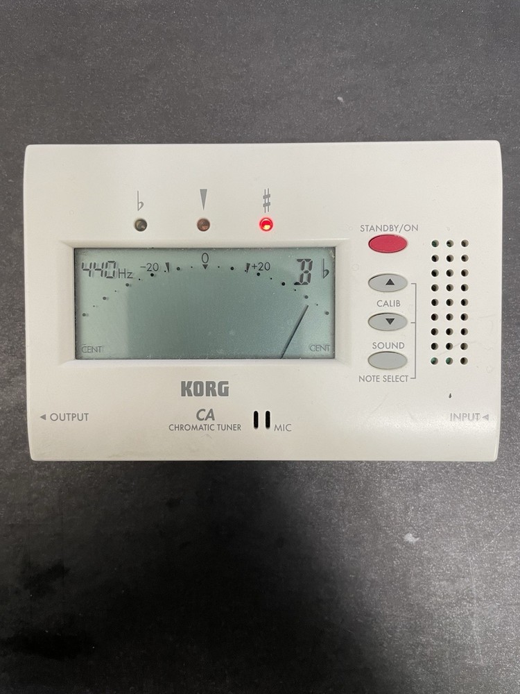 Korg CA-40 Chromatic Tuner White LCD Display Input Output Microphone