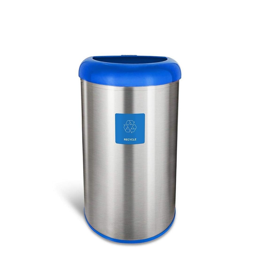 Ninestars OTT-50-19BL Open Trash Can, Large, Silver