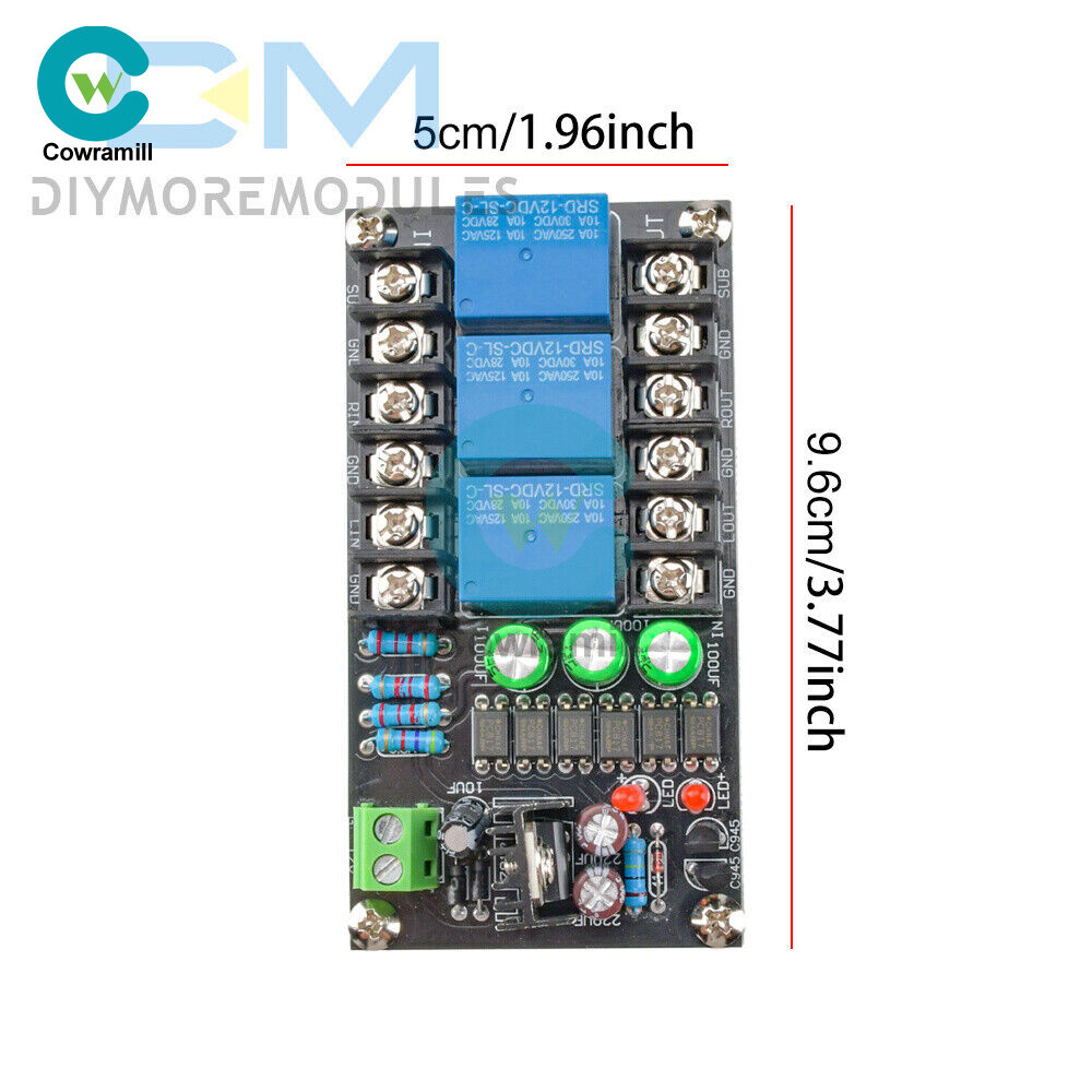 Stereo 2.1 3-channels Speaker Protection Board Delay Module Audio Amplifier D