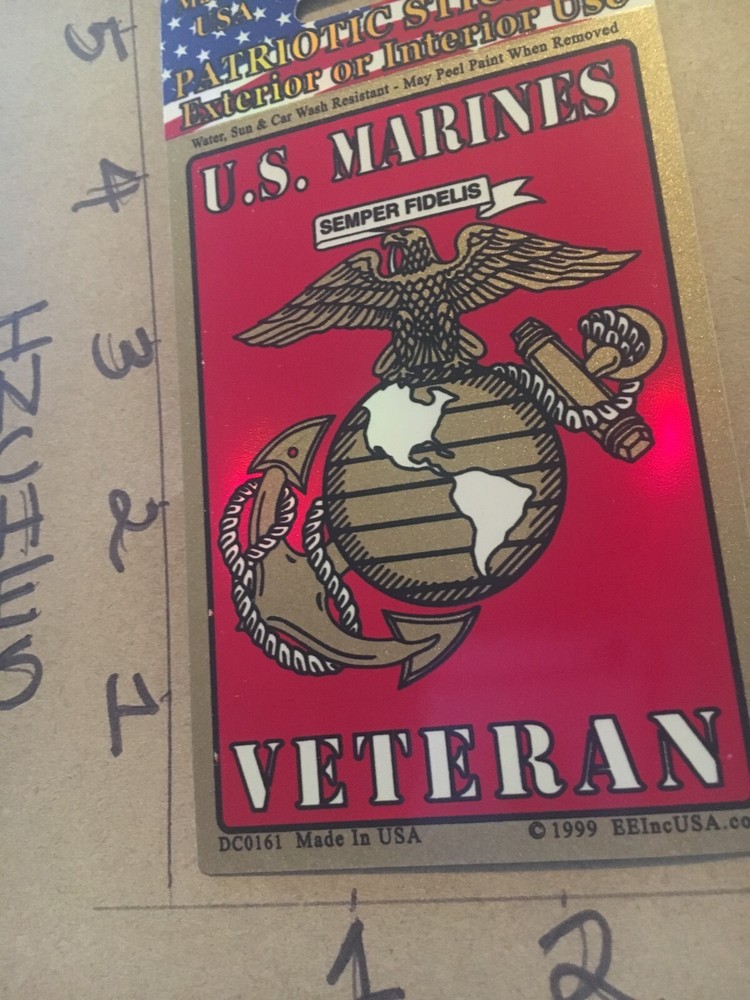 USMC US Marines " VETERAN " self stick Sticker/Decal