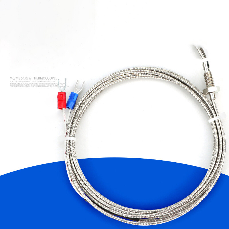 K-type E-type Thermocouple Temperature Sensor Probe 0.2M-5M Cable M6 M8 Threaded