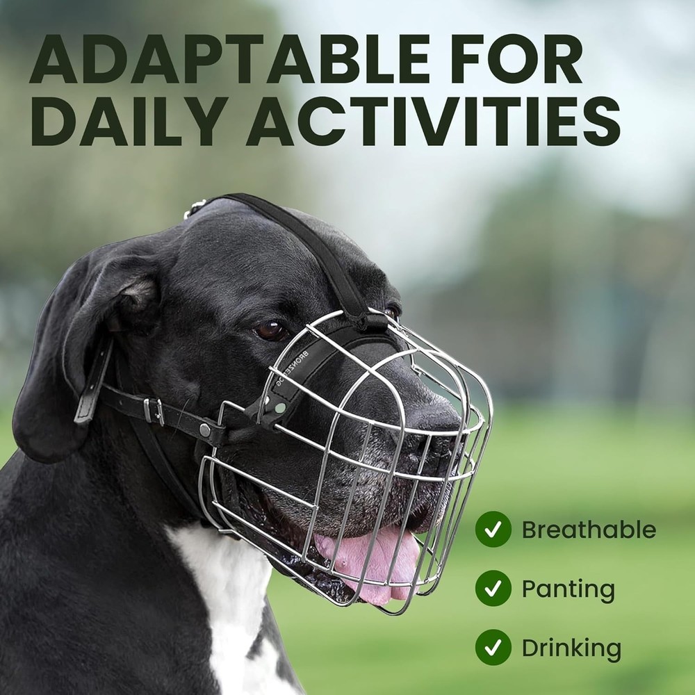 Adjustable Metal Wire Basket Muzzle for Large Dogs