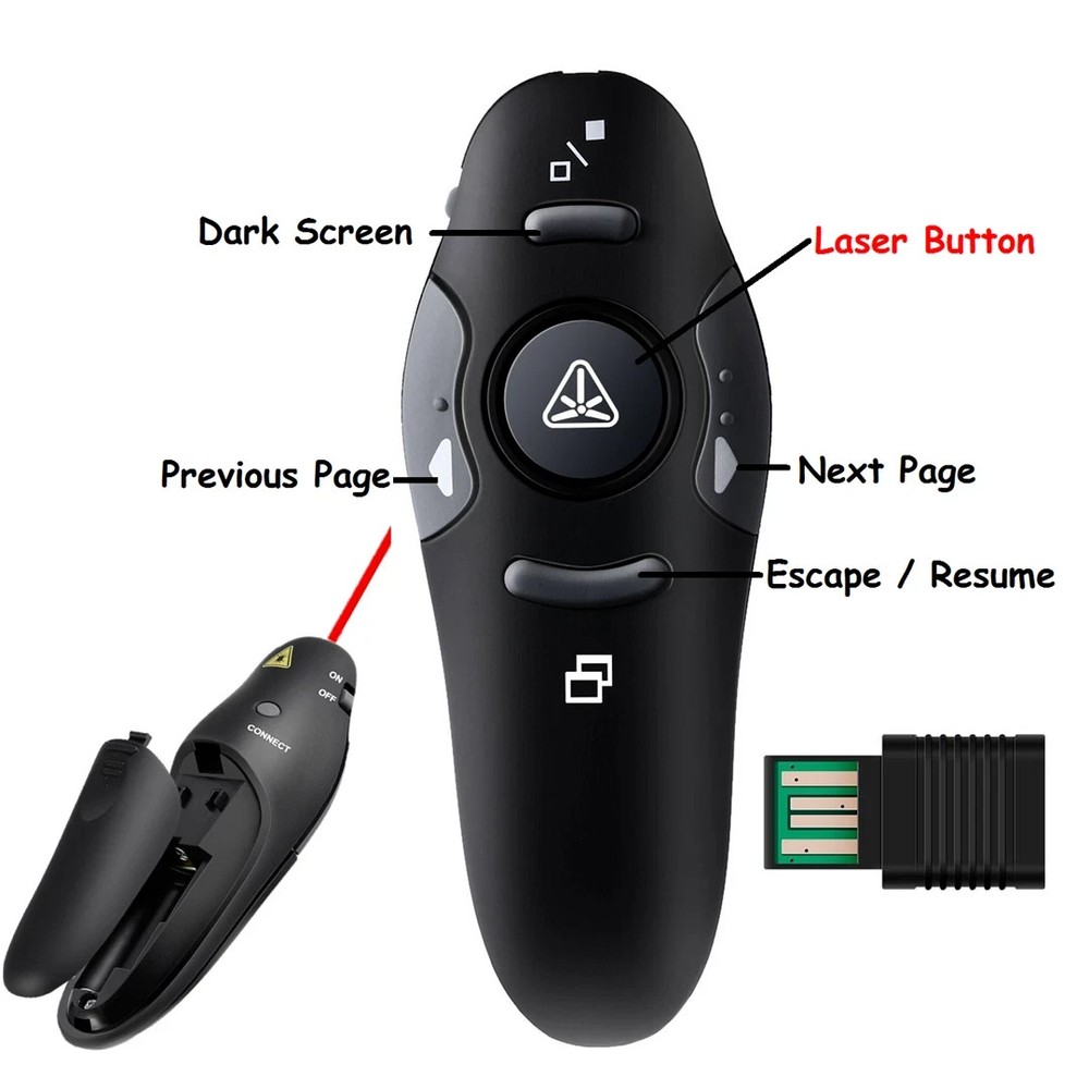 Power point Presentation Remote Wireless USB PPT Presenter Laser PointerClicker