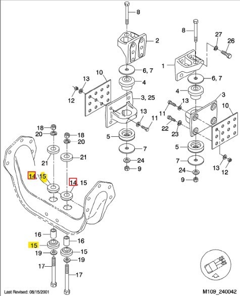 Freightliner engine isolator SSB33 1001 8, SSB33 1001 7 (upper and lower)