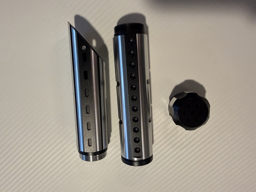 Lightsaber Hilt: Single Button, Silver And Black, Empty Hilt
