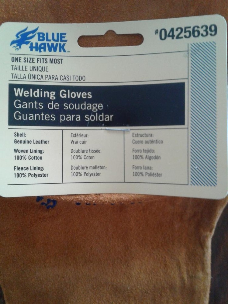 BLUE HAWK LEATHER WELDING GLOVES, New