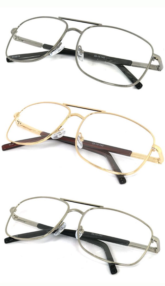 Pilot Reading Glasses Classic Square Retro Metal Frame Spring Hinge Reader