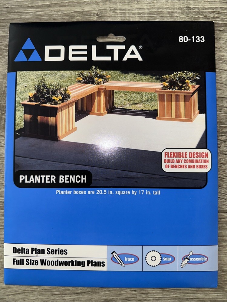 Delta Woodworking Plans- PLANTER BENCH (New & Sealed) FULL SIZE WOODWORKING PLAN
