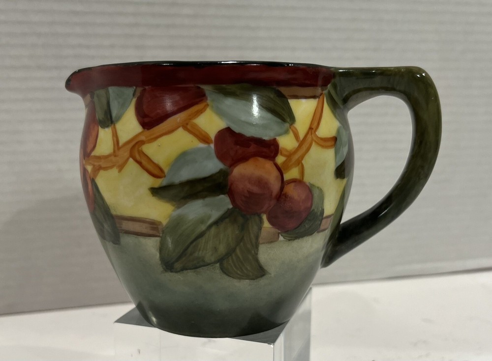 NICE 1910 Limoges Signed Hand Painted Crabapple Pitcher 4”