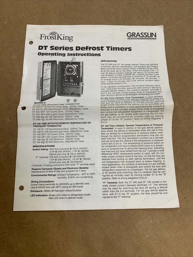 FROST KING DT040ST-240 Refrigeration Defrost Timer.