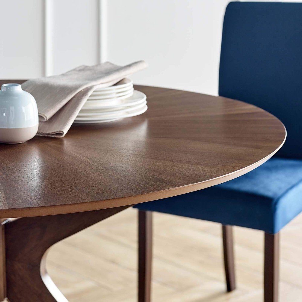Modway Crossroads 47" Round Wood Dining Table Walnut