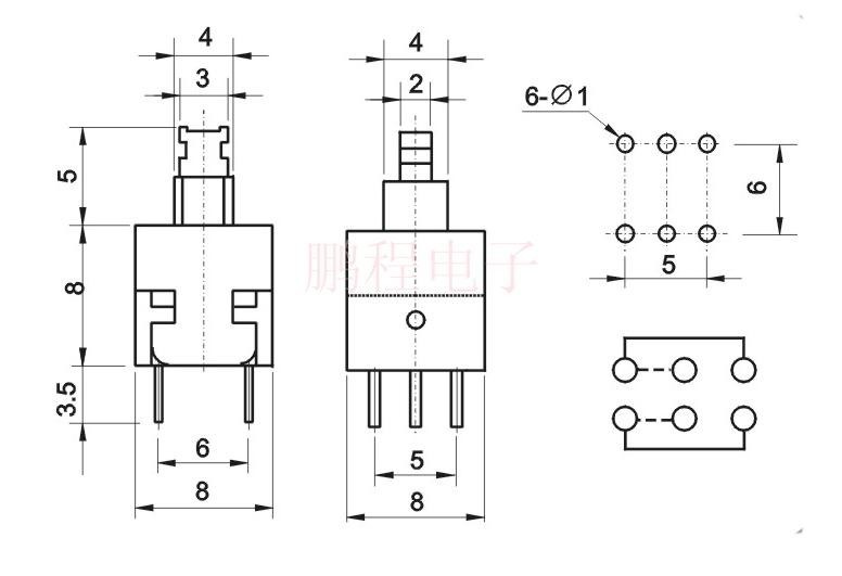 10 Pcs Blue Cap Self-locking Type Square Button Switch Control 8X8mm