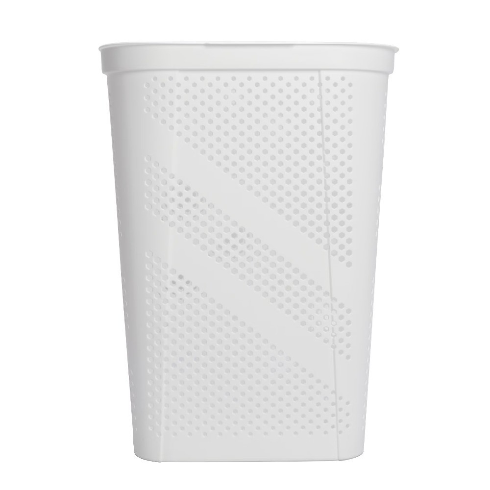 Plastic Hinged Lid Rectangular Laundry Hamper Basket with Lid White Storage Bin