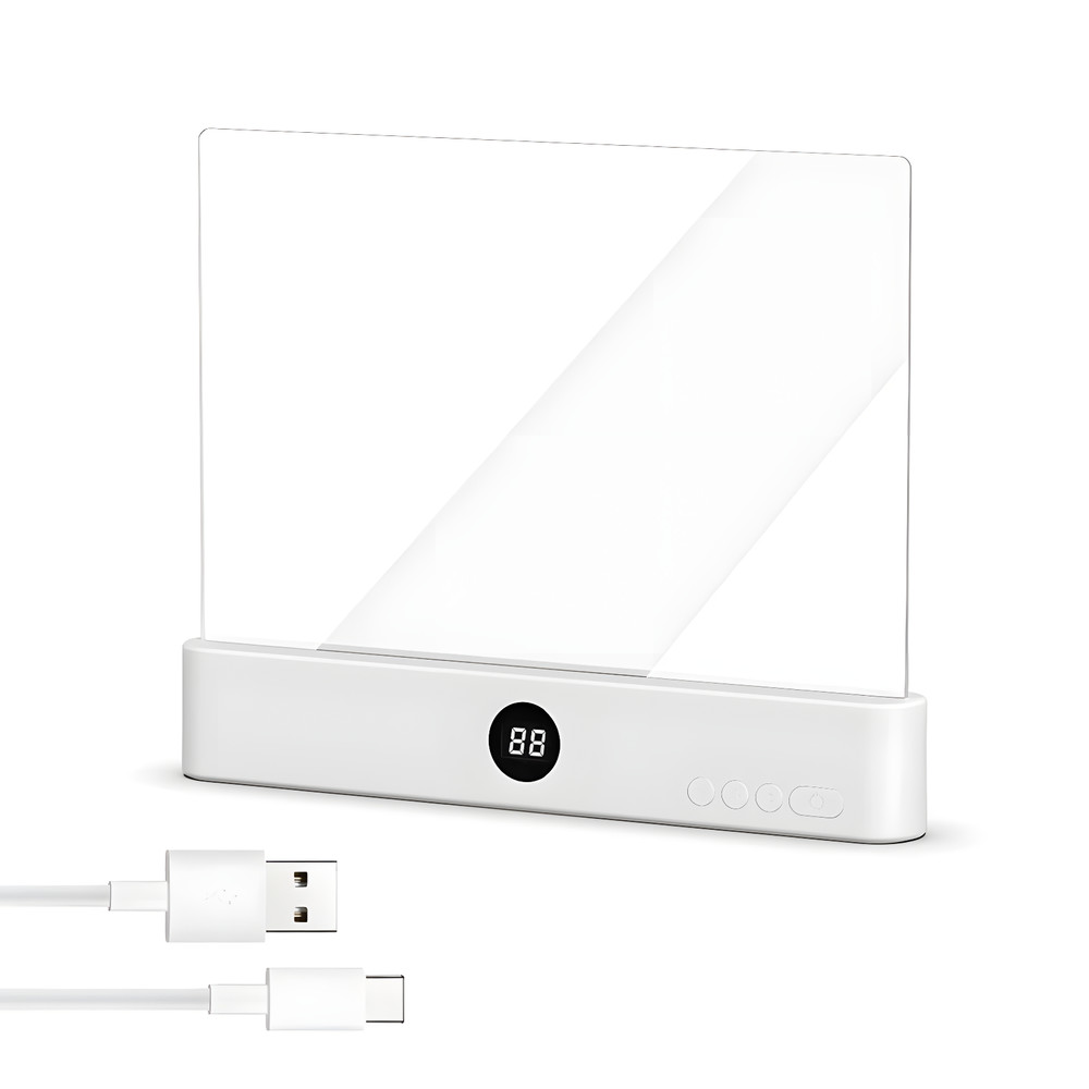 LED Book Reading Light Flat Panel Rechargeable Dimmable Timer USB Night Light