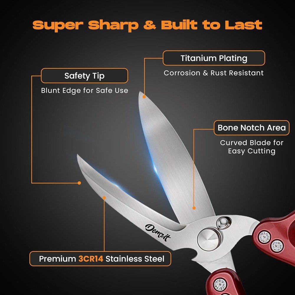 Heavy Duty Poultry Shears – Kitchen Scissors for Meat, Chicken, Turkey