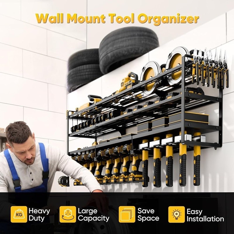 Tool Organizer Wall Mount Heavy Duty Storage Rack Power Tools Drills Accessories