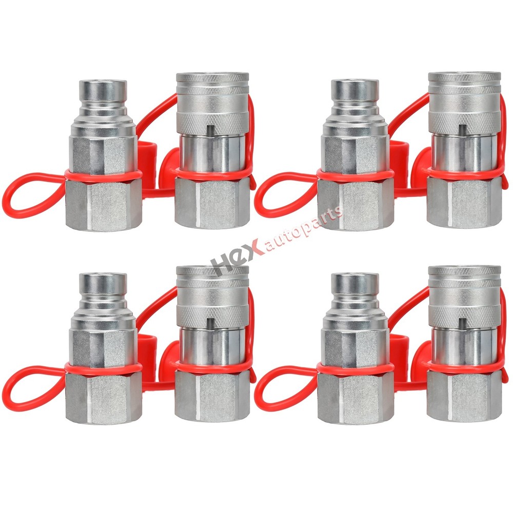 4 sets 3/4" NPT Thread Flat Face Hydraulic Quick Couplers Set Bobcat Skid Steer