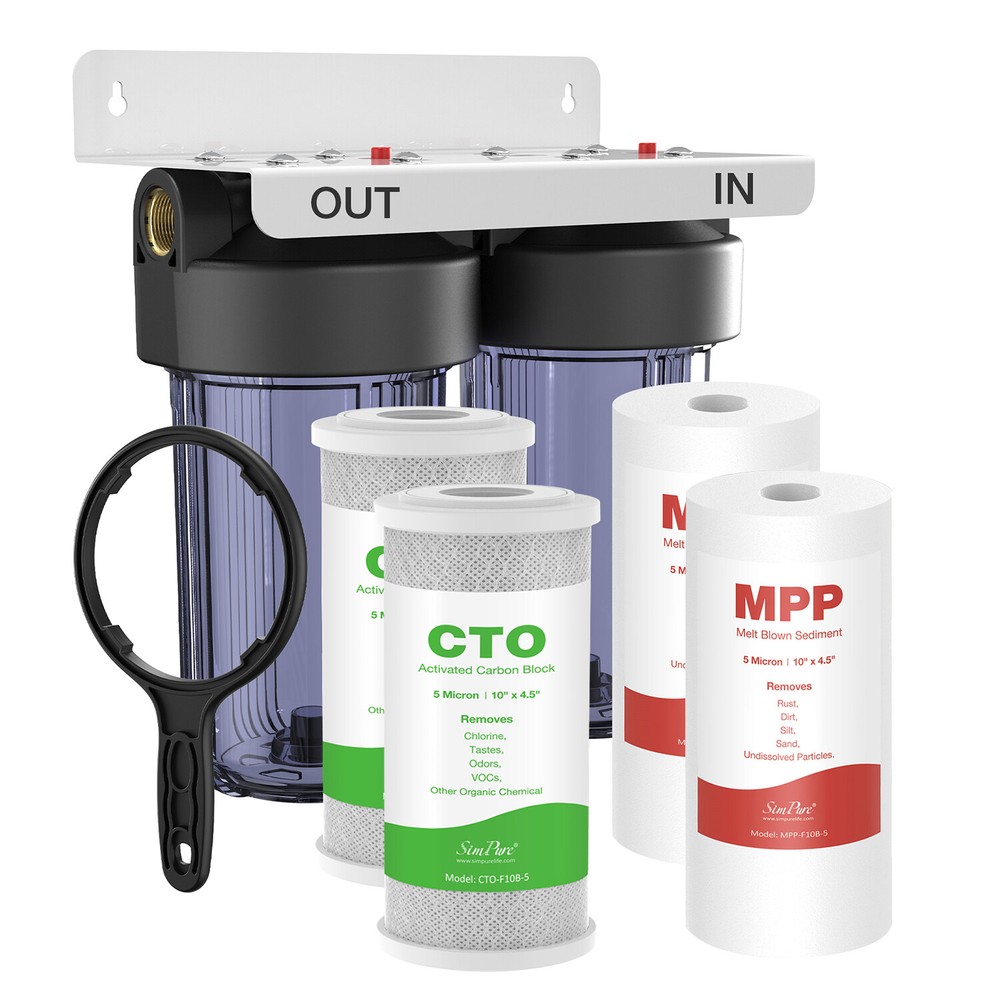 10"x4.5" Big Blue Whole House Water Filter System Two Stage + 2 Set Extra Filter