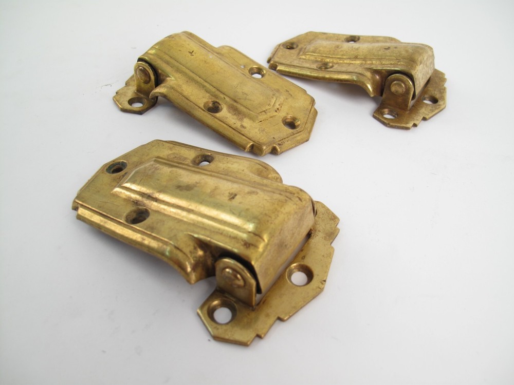 THREE / Vintage Art Deco Stepped Skyscraper Offset Cabinet Hinge 4.5"x3"