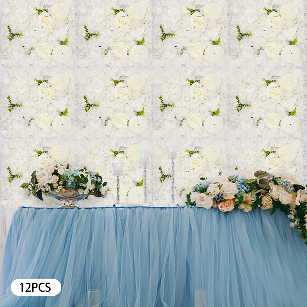 12PC Artificial Flower Wall Panel Wedding Backdrop Event Party Flower Wall Panel