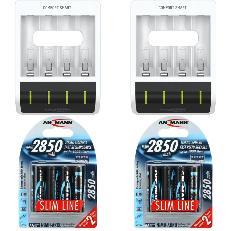 Ansmann 2 Smart Chargers and 8 AA Rechargeable Batteries Bundle