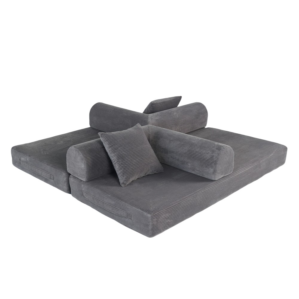 2-in-1 Foldable Convertible Sofa Bed, 75" Sleeper w/ Memory Foam, Grey