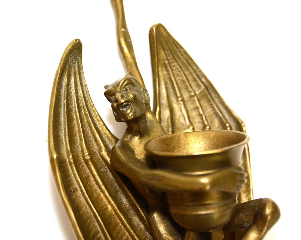 Vienna Bronze Hanging Devil Figure Match Holder