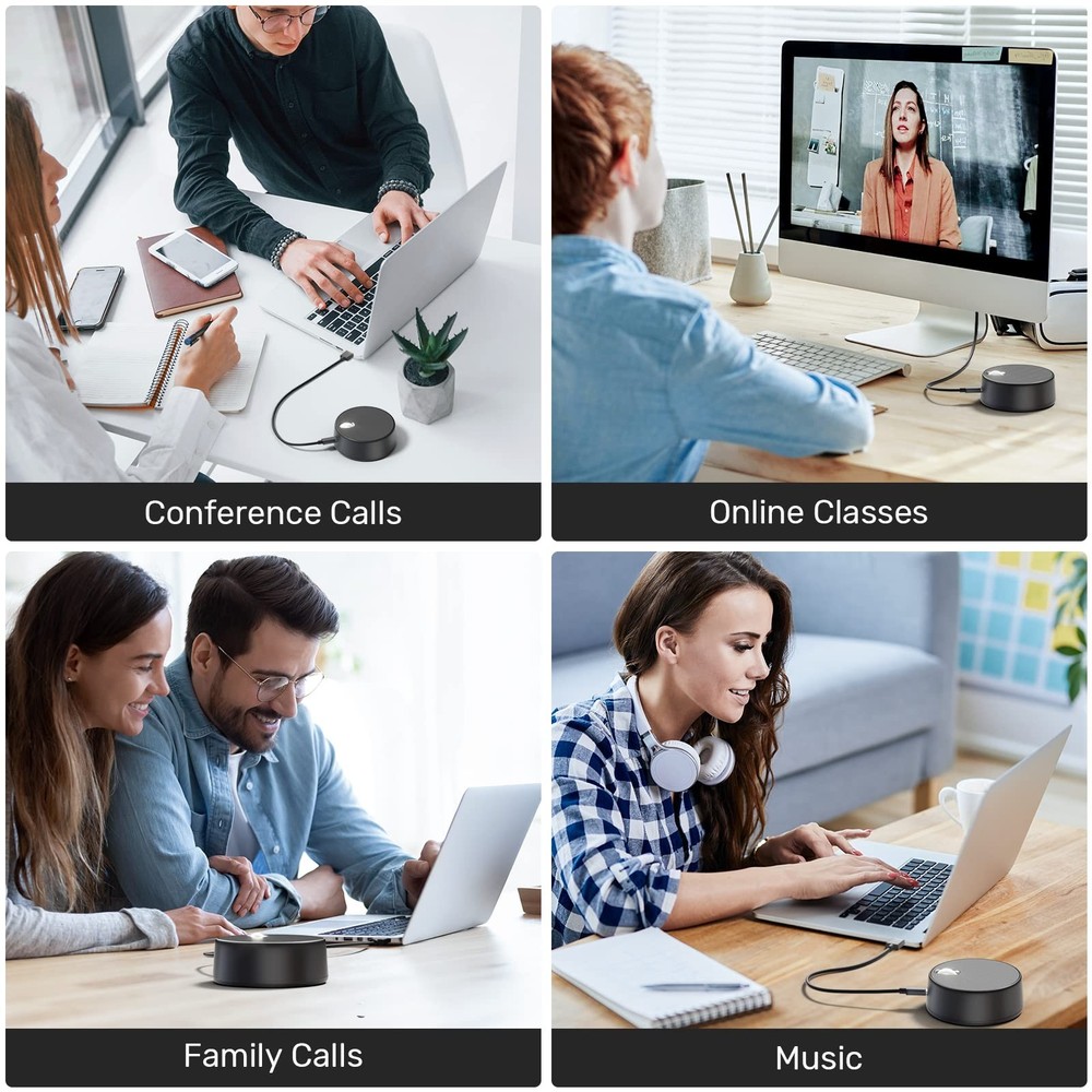 USB Computer Speakers with Microphone, PC Laptop Speaker with Mic, 2 Sound Mo