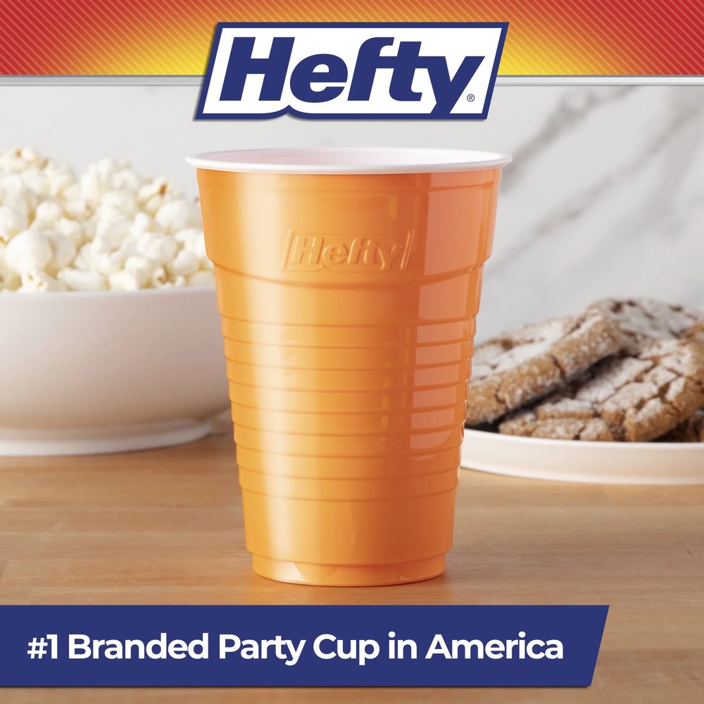 Hefty Party On Disposable Plastic Party Cups, Assorted Colors, 16 oz., 100 Count
