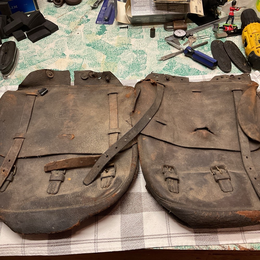 Vintage US Cavalry Saddle Bags Bad Condition
