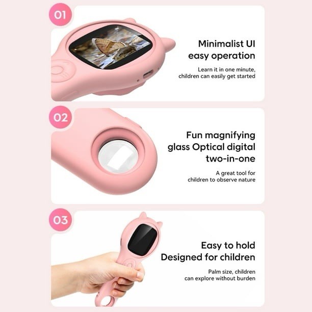 Microscope for Kids - Portable Handheld Magnifying Glass Digital Microscope