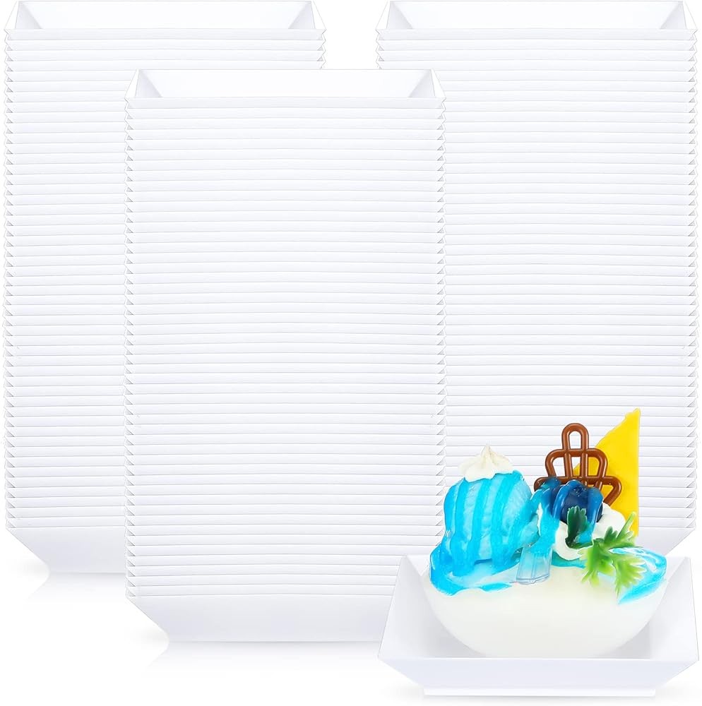 Plastic Dert Appetizer Plates Disposable, Small Square Plastic