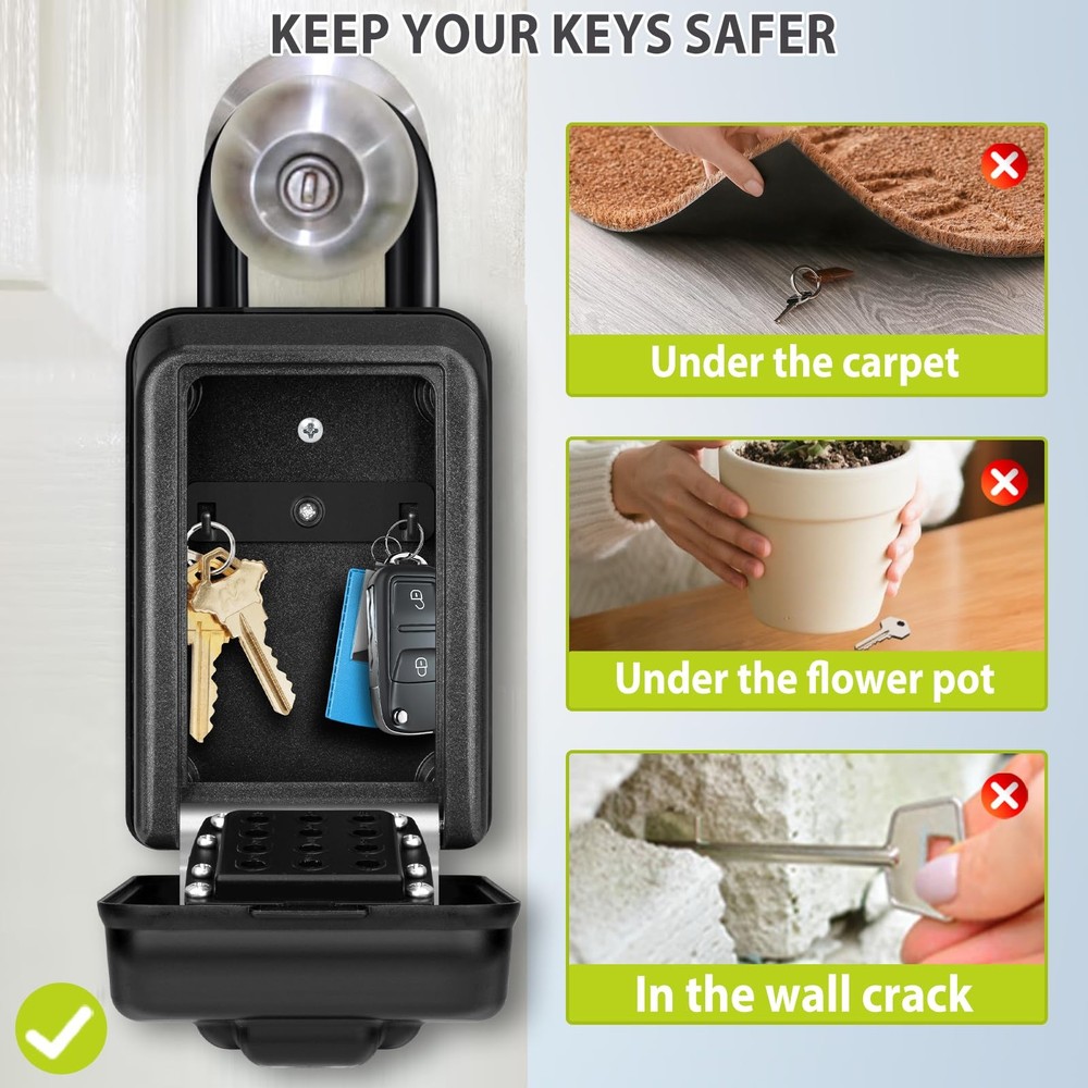 Key Lock Box for Outside, Waterproof Lock box, 12-Digit Combination Lock Box ...