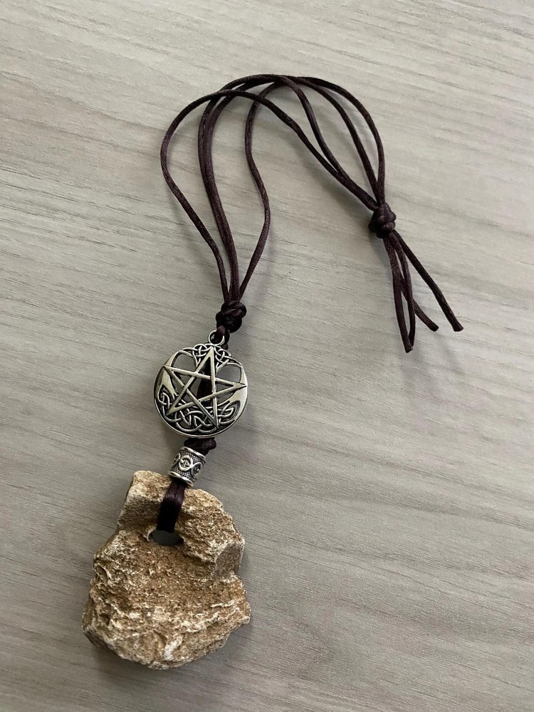 Hag Stone Pentacle Wall Hanging, Protection Amulet