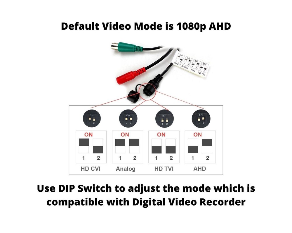 1080p HD Day Night Dome CCTV Security Camera with Microphone Cable Adapter Set